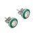 Contemporary Mid 20th Century Pair of Art Deco Inspired Diamond Emerald Target 18k White Gold Stud Earrings For Sale - Image 3 of 6