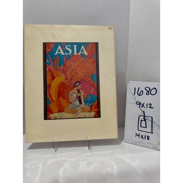1924 Original Asia Magazine Cover, December, Frank McIntosh, Art Deco, Matted For Sale In Atlanta - Image 6 of 6