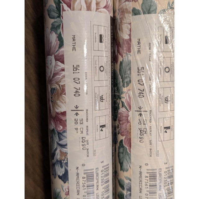Vintage C 1990 Venilia “Mathe” Floral Wallpaper - 5 Matching Rolls, Same Dye Lot For Sale - Image 4 of 7