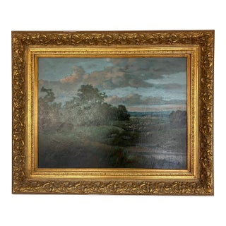 18th Century Large Pastoral Landscape Painting, Framed For Sale