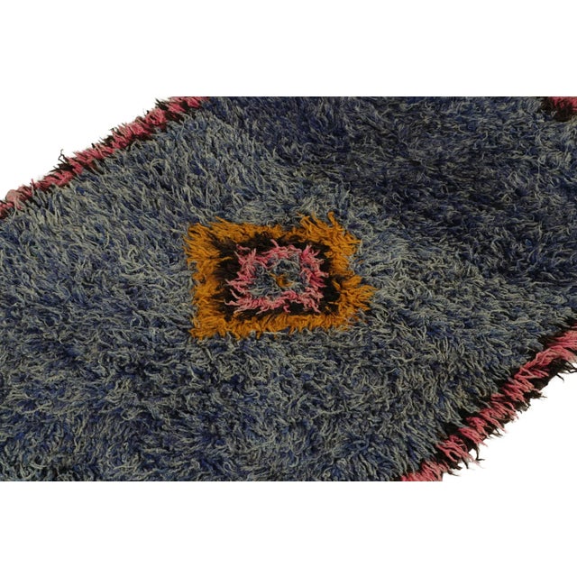 Rug & Kilim 1950s Vintage Tulu Rug in Blue With Colorful Medallion Pattern by Rug & Kilim For Sale - Image 4 of 8