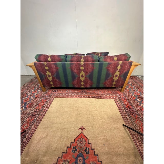 Brown Mission Style Oak Bassett Couch For Sale - Image 8 of 10