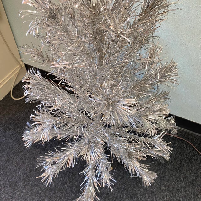 Wood Vintage Mid Century Modern 4 Foot Tinsel Christmas Tree For Sale - Image 7 of 10