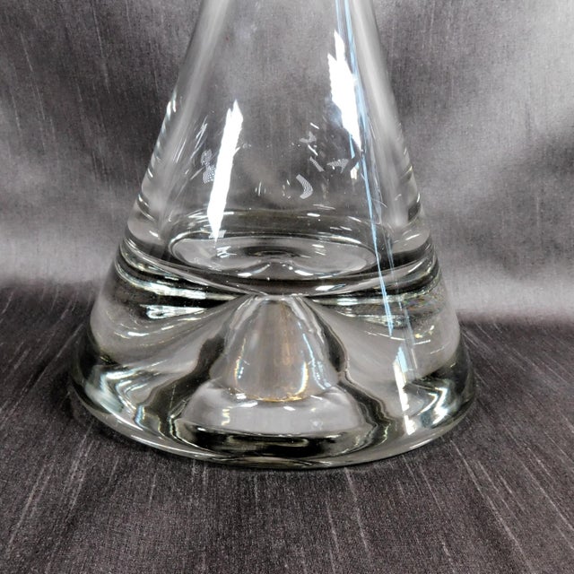 Large 1930s Cone Shaped Crystal Decanter With Solid Base For Sale - Image 4 of 6