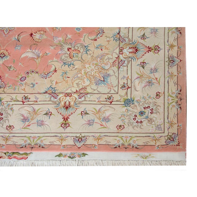 Vintage Silk Persian Tabriz Rug For Sale - Image 4 of 15