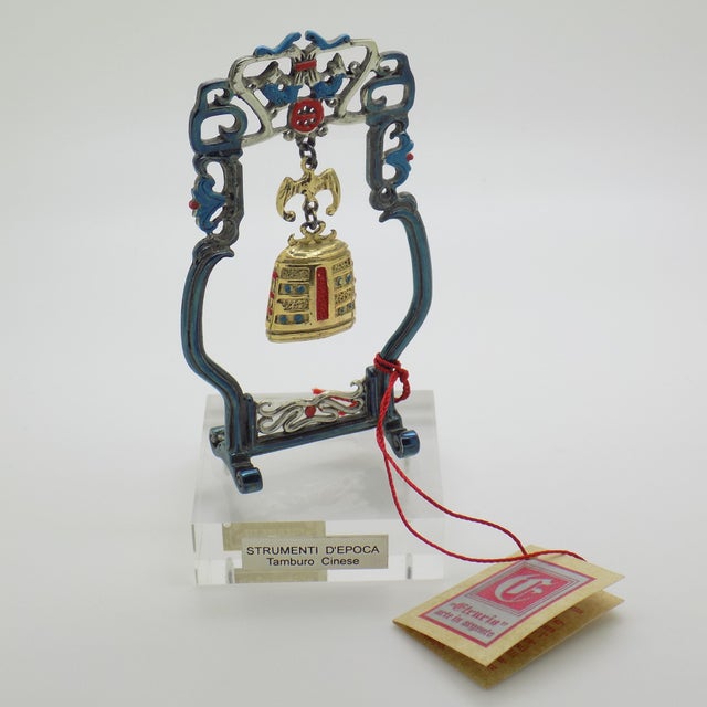 Vintage Italian Silver 800 Chinese Ritual Bell on Stand by Etruria, Florence 1980s For Sale - Image 12 of 12