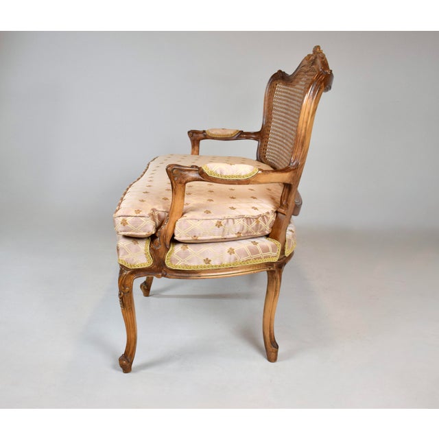 1980s 1980's French Louis XV Style Cane Settee, Italy For Sale - Image 5 of 13