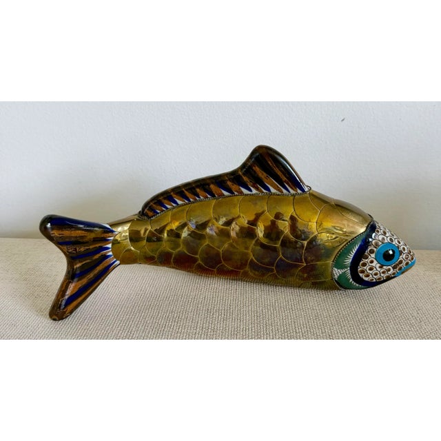 1970s Oversized Sergio Bustamante Style Braas Hand Painted Ceramic Koi Fish Table Sculpture For Sale - Image 5 of 9