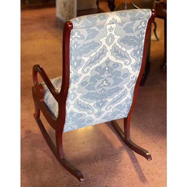 1960s Upholstered Cherry Rocking Chair | Chairish