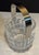 Vintage Slovenia Crystal Window Pane Pattern Ice Bucket Nickel Metal Handle For Sale - Image 9 of 11