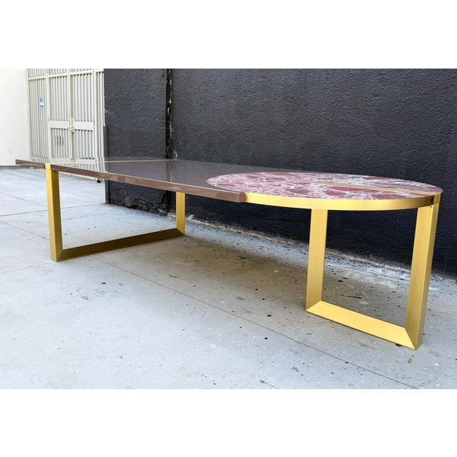 Wood Baxter “Selene” Dining Table by Hagit Pincovici, Brass & Marble, Italian Modern For Sale - Image 7 of 18