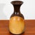 Abstract black, orange, gray, and brown vase with rounded Pottery vessel. nice texture and colors. Great medium size and...