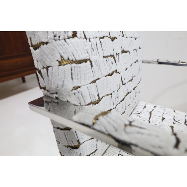 White Mies Van Der Rohe for Knoll Brno Chairs in Velvet For Sale - Image 8 of 11