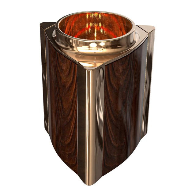 "Victoria" Ice Bucket with Bronze and Walnut, Handmade Bizimyer Furniture. Unmatched. Unrivalled. Designed by Hasan Samet...