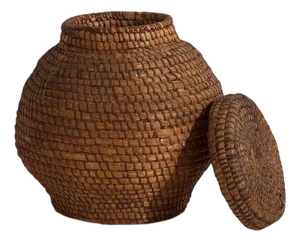 Antique Wicker Basket with Lid, 1920s