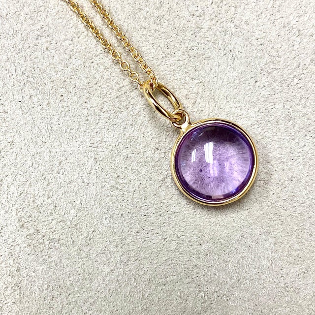 Contemporary Syna Yellow Gold Amethyst Chakra Charm Pendant For Sale - Image 3 of 5