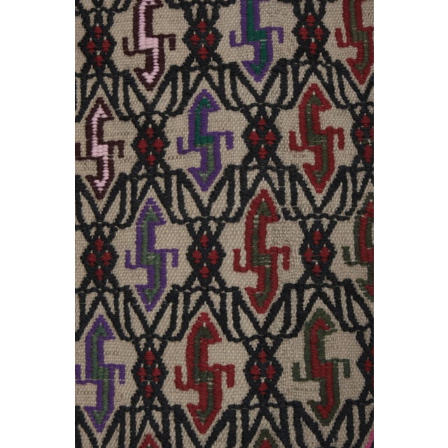 Textile Handwoven Turkish Petite Kilim Rug 3'9'' X 5' For Sale - Image 7 of 13