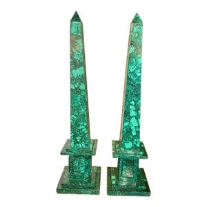 Pair of French Malachite Obelisks