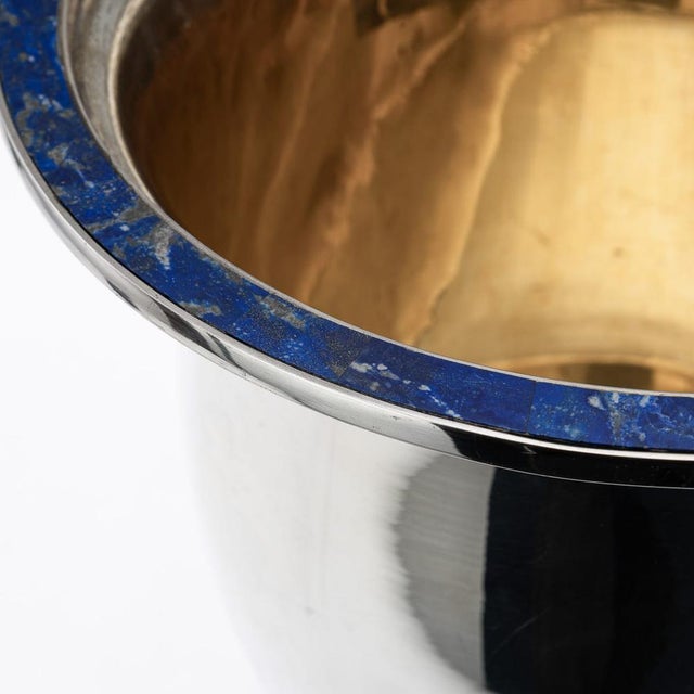 Large Vintage Italian Silver and Lapis Lazuli Wine Cooler, 1970 For Sale - Image 15 of 18