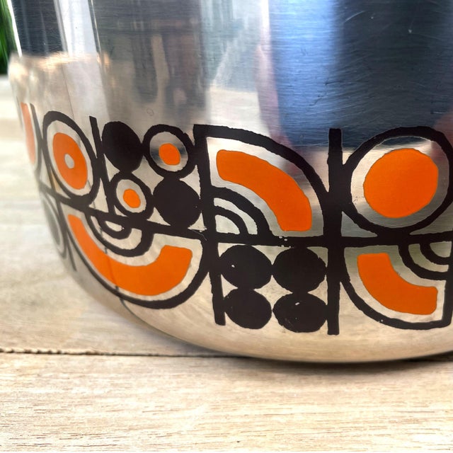 Orange and Brown Enameled Stainless Steel Pots from C&S of France, 1970s, Set of 2 For Sale - Image 6 of 18