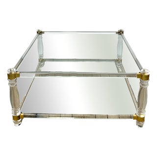 Hollywood Regency Coffee Table in Altuglass and Glass, 1970s For Sale