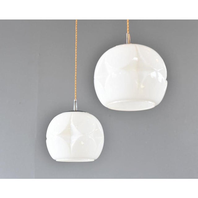 Mid-Century Opaline Pendant Lights by Peill & Putzler, 1960s, Set of 2 For Sale - Image 10 of 10