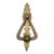 Antique Solid Brass Door Knocker, English Style Triangular Ring With Decorative Backplate, 8.38” For Sale