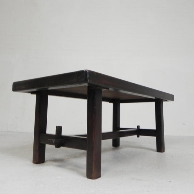 Wood Vallauris Tile Table with an Image of a Fantasy Bird, 1960s For Sale - Image 7 of 18