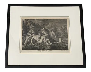 Carlo Lasinio "Ermina and the Wounded Tancredi" Original Etching C.1820