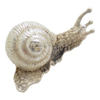 Vintage Italian Handmade Genuine Silver Life Size Snail Solid Figurine, Made in Vicenza (Vi, Italy) For Sale