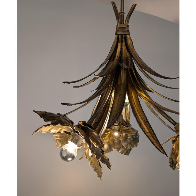 Vintage French Brass Chandelier from Maison Jansen, 1970s For Sale - Image 9 of 11