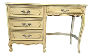 1960s Henry Link French Provincial Cream / Off White / Gold Accent Desk