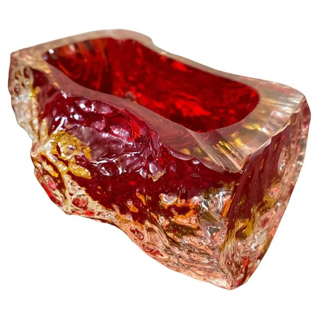 1970s Mandruzzato Modernist Red Sommerso Murano Glass Ashtray For Sale - Image 10 of 10