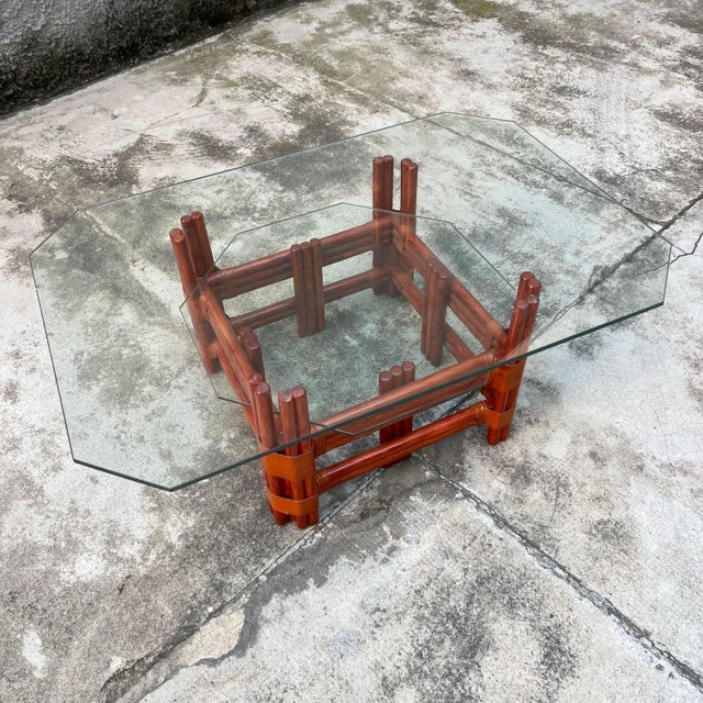 Bamboo and Glass Double-Shelf Coffee Table, 1980s For Sale - Image 3 of 13