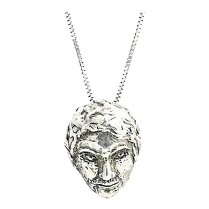 Sterling Silver Man's Face Necklace