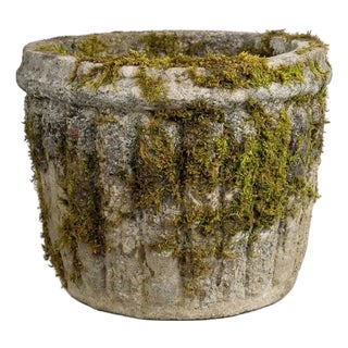 Vintage French Garden Pot with Fluted Edges in Reconstituted Stone, 1950 For Sale