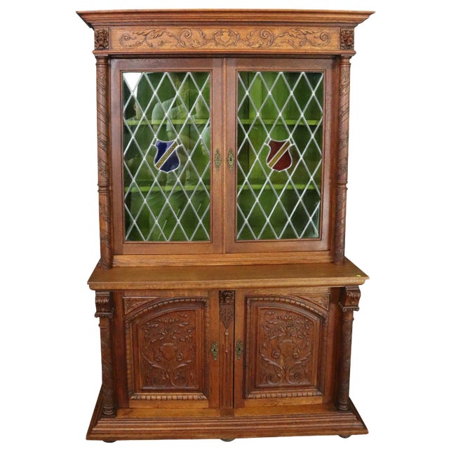 Bookcase Mechelen Renaissance Oak Vintage 1930 For Sale