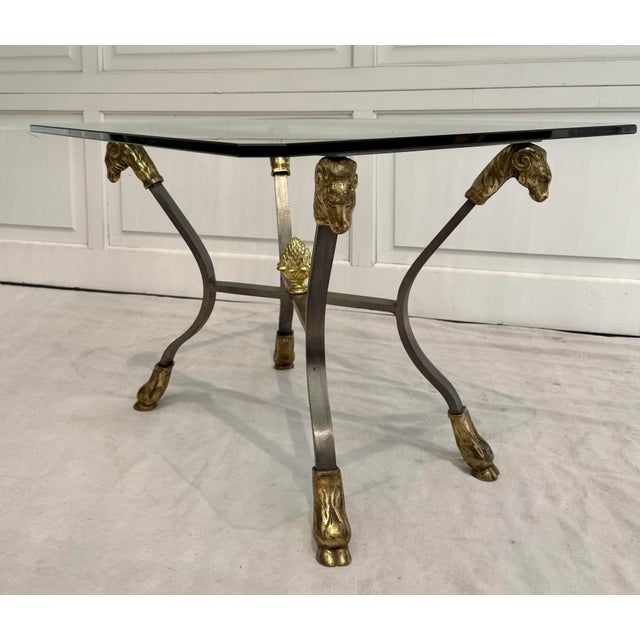 Mid-Century Ram’s Head Glass Side Table in the Style of Maison Jansen / LaBarge For Sale - Image 11 of 12
