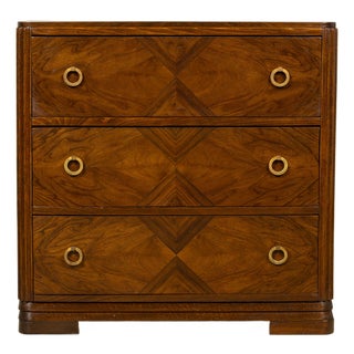 French Art Deco Geometric Walnut Commode by Mercier Frères, Paris, Circa 1930 For Sale