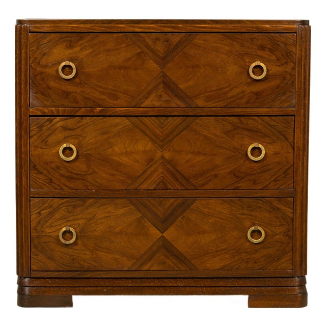French Art Deco Geometric Walnut Commode by Mercier Frères, Paris, Circa 1930 For Sale