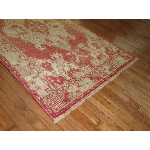 Antique Zabihi Collection Watermelon Red Oushak Rug - 4'2" x 6'9" For Sale - Image 4 of 8