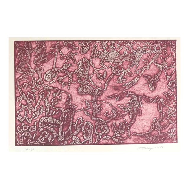 Mark Tobey, Pink Composition, Etching and Aquatint on Paper, 1972 For Sale