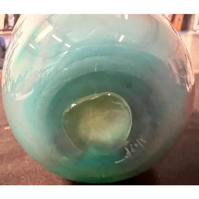 Vintage Hand Blown Colorful Glass Vase, Signed. For Sale - Image 12 of 12