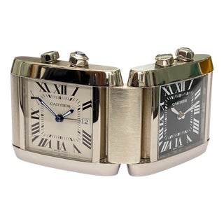 Tank Française Folding Dual-Time Desk Clock from Cartier, 2000 For Sale