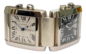 Tank Française Folding Dual-Time Desk Clock from Cartier, 2000