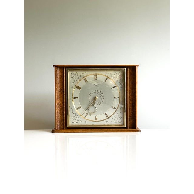 Table Clock with 8-Day Movement in Walnut and Burl Wood from Kienzle, Germany, 1950s For Sale - Image 13 of 13