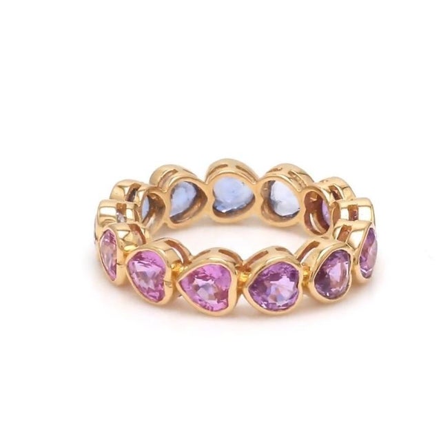 Metal Natural 5.13 cts blue pink sapphire ring in 18k gold For Sale - Image 7 of 18