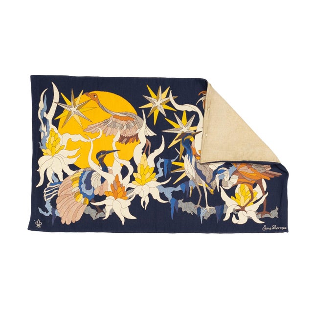 Mid Century French Tapestry Signed by Jean Lurcat Artist Desginer 3’11” x 6’6”.