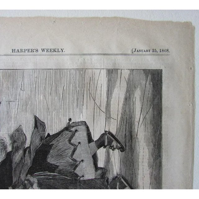 "Winter" – A Skating Scene – Drawn by Winslow Homer (Harper's Weekly, Vol. XII). Original wood engraving, framed (gallery...