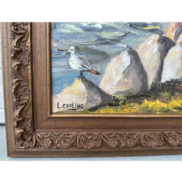 1950s 1950s Lydia Cooling Signed Large Framed Seascape Impressionist Original Oil Painting For Sale - Image 5 of 18
